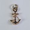 Fouled Anchor Pendant w Circle Bail 14kt Yellow Gold 1 inch