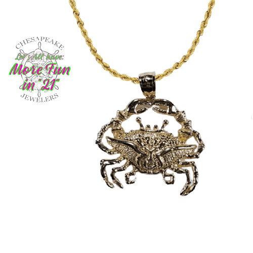 19 mm Jewels Obsession 14K Yellow Gold Crab Pendant 