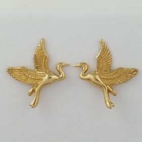 Heron Post Earrings 14kt Yellow Gold 3/4 inch