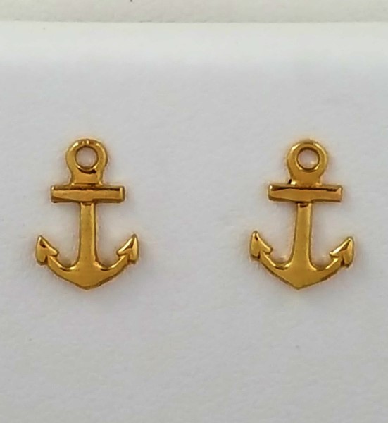 Anchor Post Earrings 14kt Yellow Gold 3/8 inch