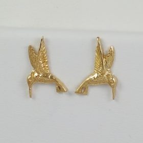 Hummingbird Post Earrings 14kt Gold 3/8 inch