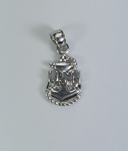 Fouled Anchor USN Pendant Sterling Silver 1 inch