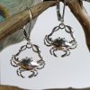 Crab Earrings w Leverbacks Sterling Silver 1/2 inch