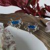 Crab Post Earrings, Sterling Silver Blue Enameled 1/2 inch