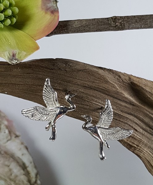 Heron Post Earrings Sterling Silver 3/4 inch
