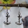 Fouled Anchor Earrings Sterling Silver 7/8 inch French wire