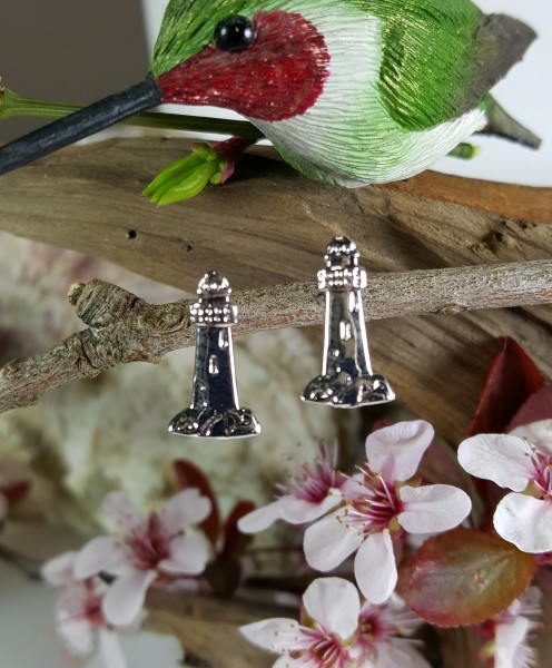 Lighthouse Earrings post Sterling Silver 3/4 Inch