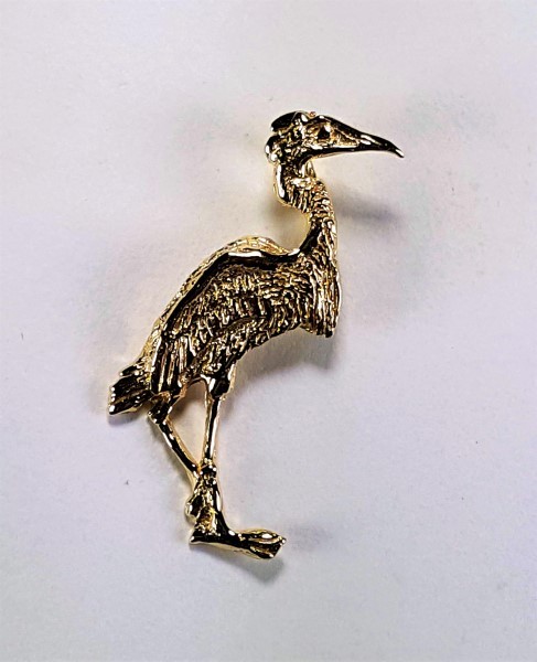 Standing Heron Pendant 14kt Yellow Gold 1-1/4 inch