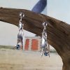 Crab Claw Ball Post Earrings Sterling Silver 1 inch w/.03ct Gemstone