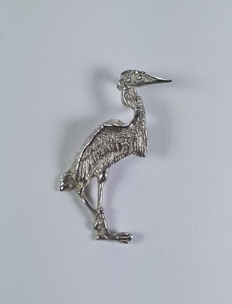 Standing Heron Pendant Sterling Silver 1-1/4 inch