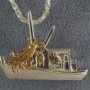 Buy Boat Pendant Sterling Silver with 14kt Yellow Gold Blue Crab 1-1/4 inch