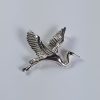 Flying Heron Pendant w Gemstone Eye Sterling Silver 1 inch