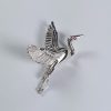 Flying Heron Pendant w Gemstone Eye Sterling Silver 1-3/4 inch