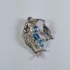 Swimming topaz Mermaid Pendant w (4) Oval Topaz gemstones Sterling Silver 1-1/2 inch