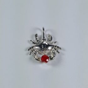 Bailey Crab Pendant Sterling Silver with 3mm Your choice Birthstone 1-1/4 inch