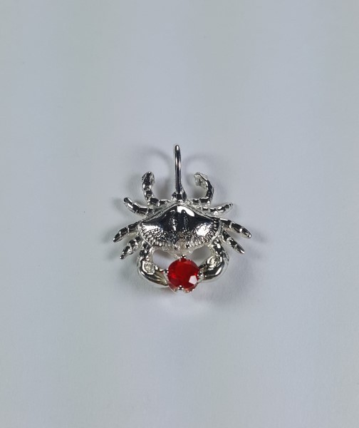 Bailey Crab Pendant Sterling Silver with 3mm Your choice Birthstone 1-1/4 inch