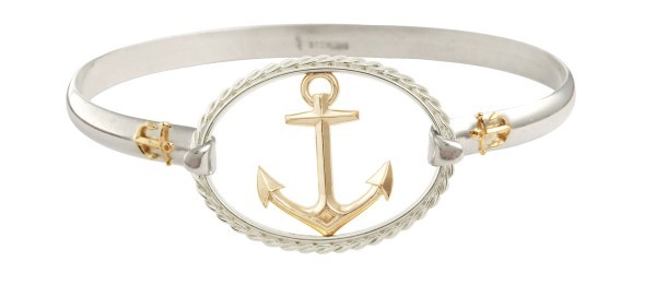 14kt gold Anchor Swap Top with Sterling silver rope oval