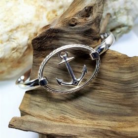Sterling silver Anchor in oval Swap Top with sterling silver Bangle bracelet