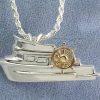 Trunk Trawler Pendant Sterling Silver with 14kt Yellow Gold Ships Wheel 1-1/4 inch