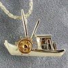 Buy Boat Pendant Sterling Silver with 14kt Yellow Gold Ships Wheel 1-1/4 inch
