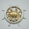Ship's Wheel Pendant Sterling Silver with 14kt Bailey Crab w .10ct Diamond 1-1/4 inch