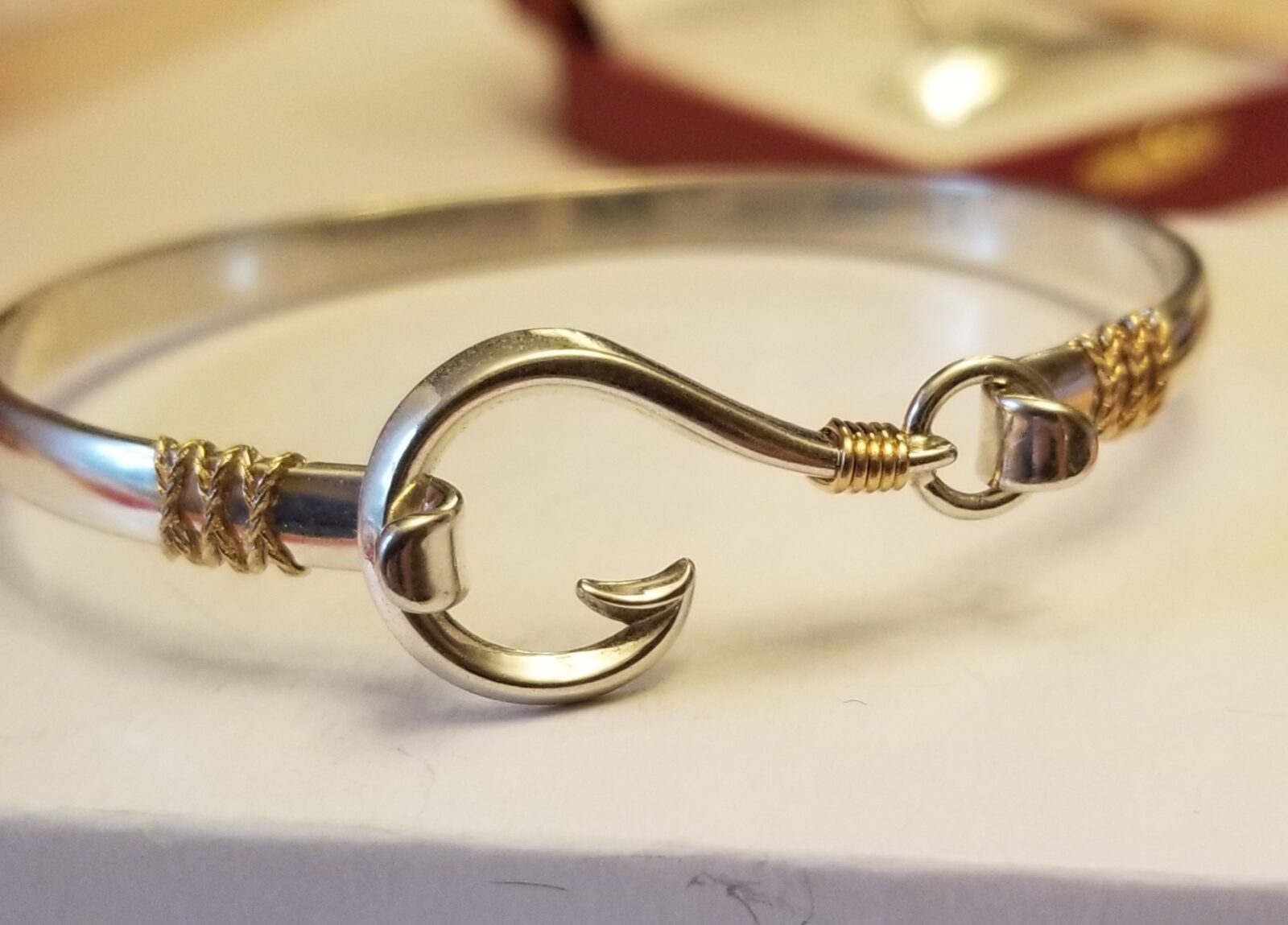Fish Hook Swap Top Sterling Silver circle hook with 14k Gold bound shaft -  Chesapeakejewelers
