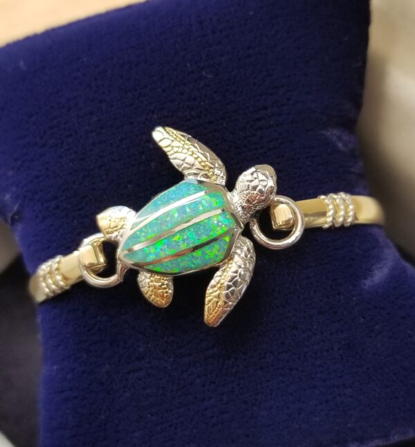 Crawling Turtle Swap Top Sterling silver with green opal inlay