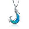 Fish Hook Pendant, blue imlay opal, Sterling Silver w/chain