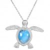 Turtle Larimar w/crystals all around the shell, Sterling , w/chain