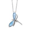 Dragonfly Pendant, Larimar stones,Sterling Silver, w/chain
