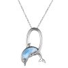 Dolphin Larimar Pendant, Jumping through a Sterling Silver Hoop
