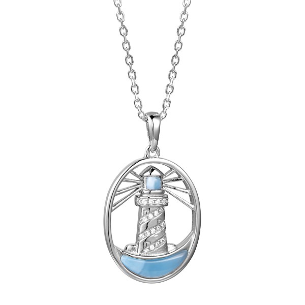 Lighthouse with Crystals and Larimar, Sterling Silver