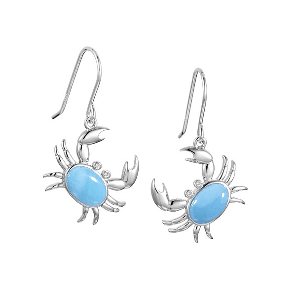 Sterling Silver Crabs with crystal eyes Larimar