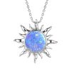 Sun Pendant with Fire Opal and Crystals, Sterling Silver ,chain