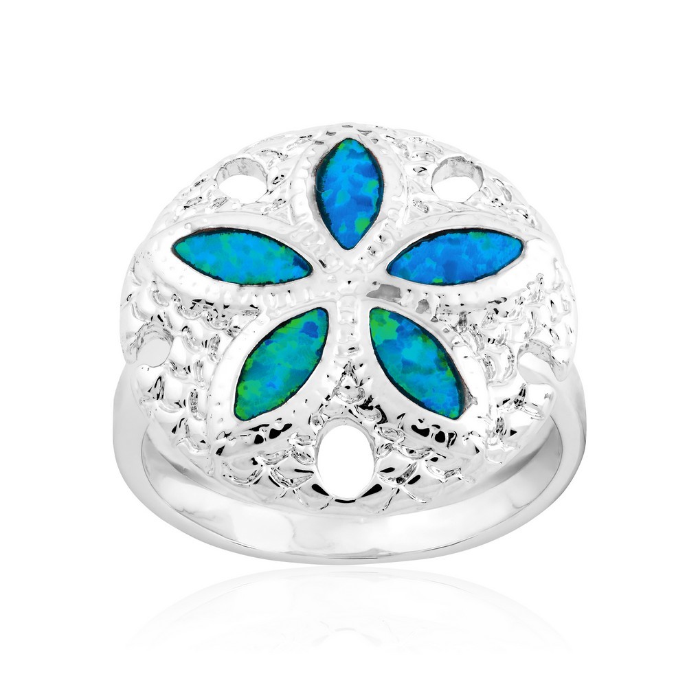 Sand Dollar Ring with blue inlay opal