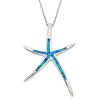 Starfish with blue inlay opal pendant Sterling Silver