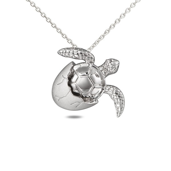 Turtle Hatching Pendant, Sterling Silver with Chain