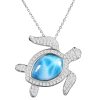 Turtle Larimar w/crystals all over the body , Sterling, w/chian