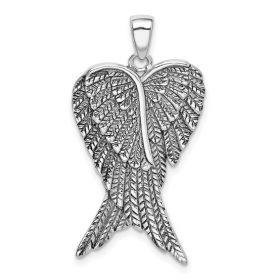 Angel Wings Antiqued 35x20mm Pendant Sterling Silver