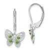Butterfly & Peridot Sterling Silver Leverback Earrings
