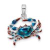 Crab Pendant Hand Enameled Sterling silver