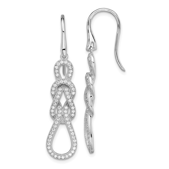 Knot Dangle Sterling Silver and Crystal Ear Wires