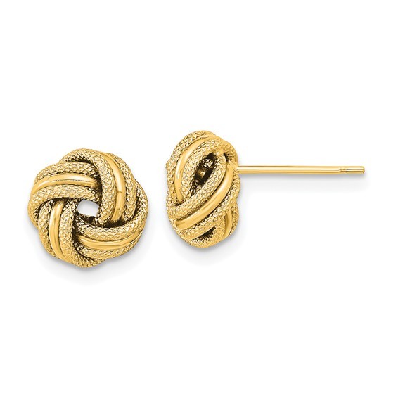 Knot 14K Yellow gold 9mm Post Earrings with ropes and high polished finish