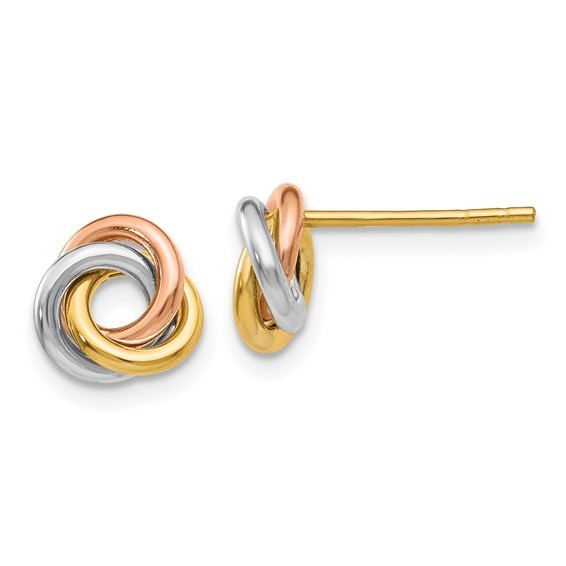 Knot 14K Tri Gold Post Earring