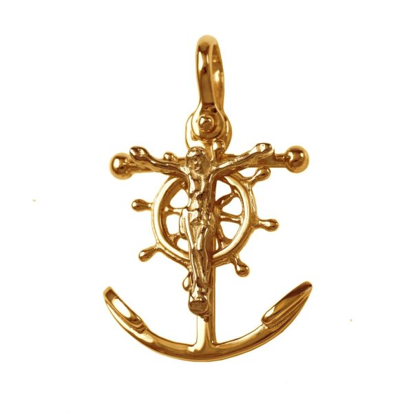 Cross Mariners with a shackle Bail 14 karat yellow gold