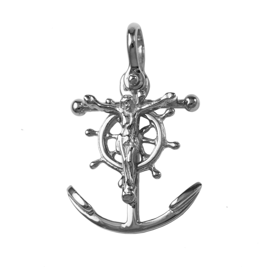 Cross Mariners with a shackle bail Sterling Silver