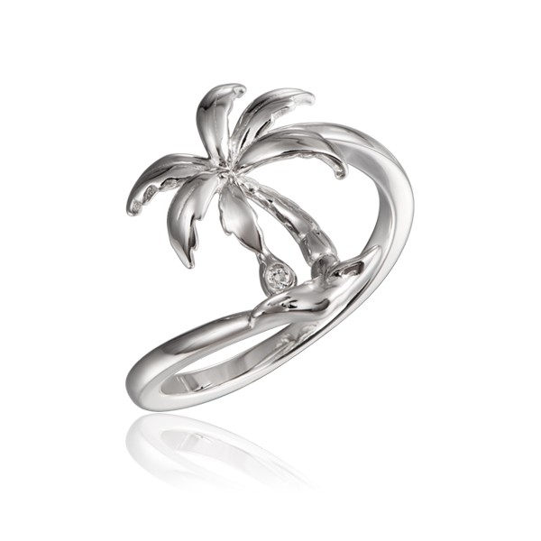 Palm Tree Ring High Polished Sterling Silver
