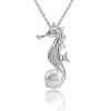 Sea Horse ,6mm Cultured Pearl and Crystals