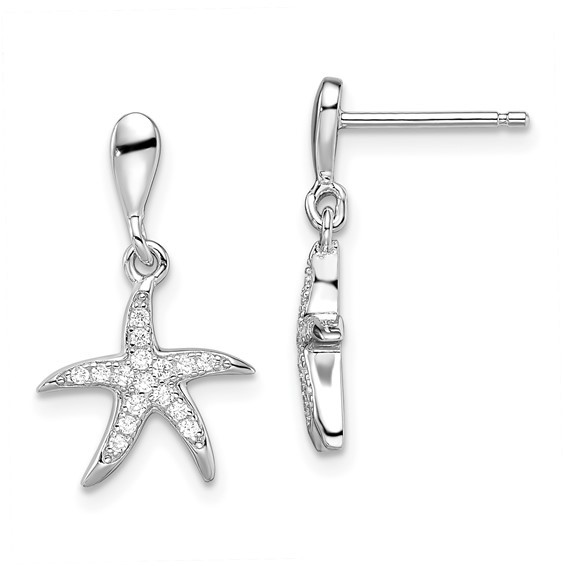 Starfish Post Dangles with Crystals Sterling Silver