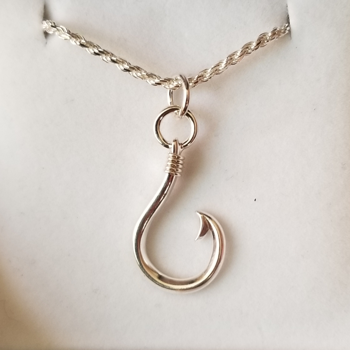 Circle Fish Hook Pendant Silver or Silver & Gold - Chesapeakejewelers
